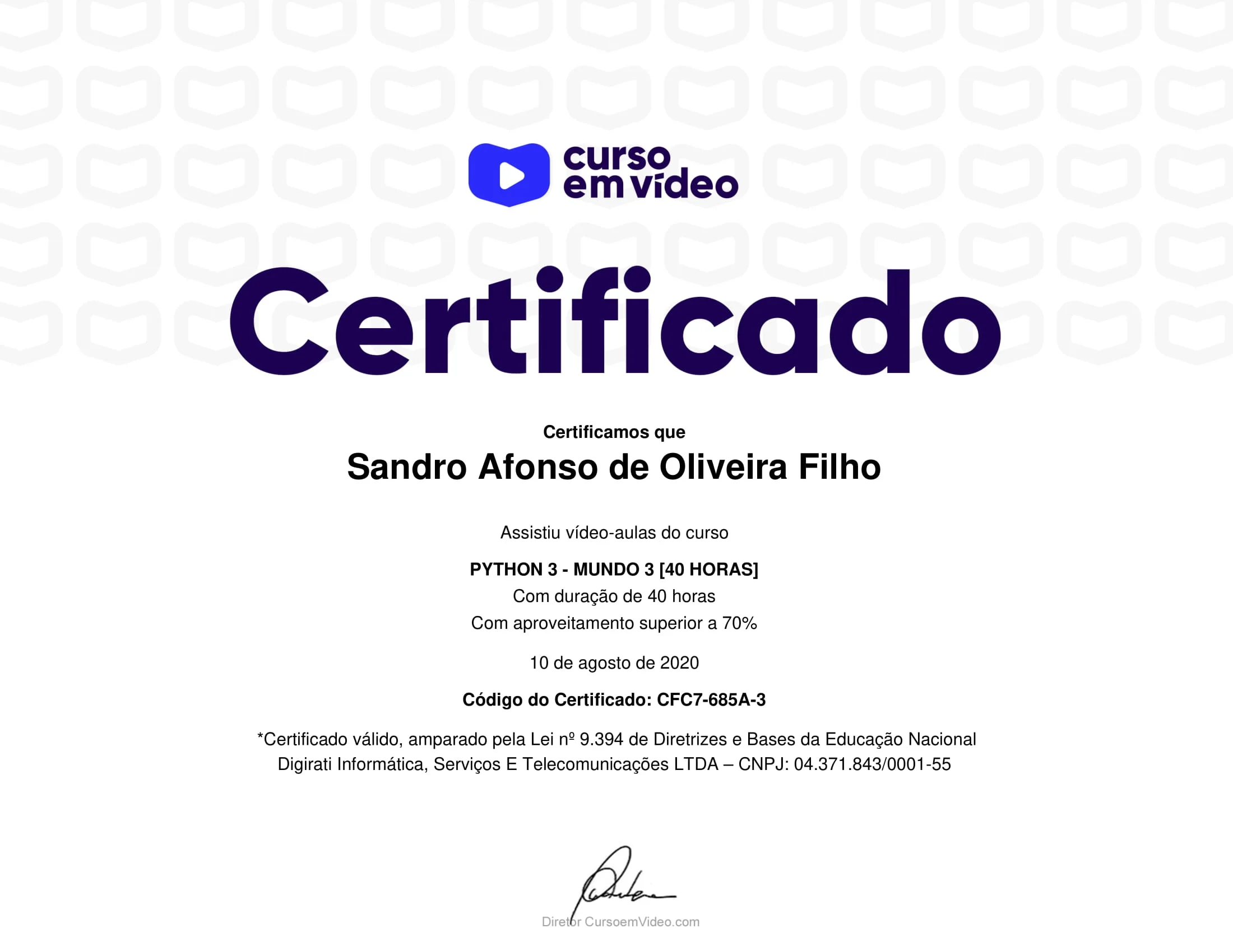 Certificate Sandro Filho DEV